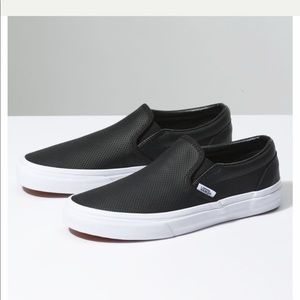 Women’s Perforated Leather Black Slip Ons